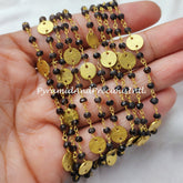 Smoky Quartz Gemstone Rosary Chain, 3.5mm Beads Chain, 14K Gold Plated Wire Wrapped Beaded Chain, DIY Quartz Necklace Chain – SELLING BY FOOT